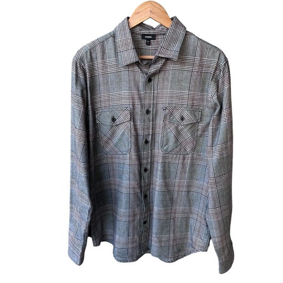 Express Other - Express Button Down Shirt Plaid Long Sleeve Business Preppy Dapper Mens Medium